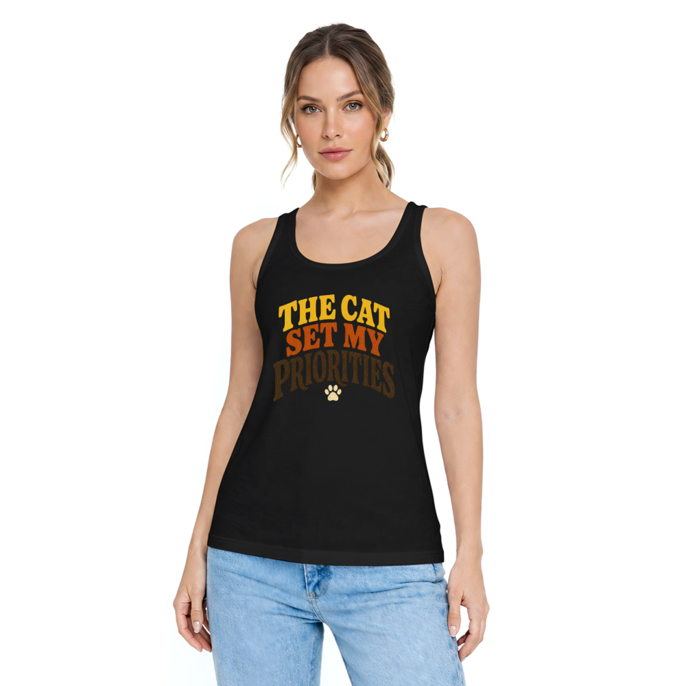 The Cat Set My Priorities Tank Top