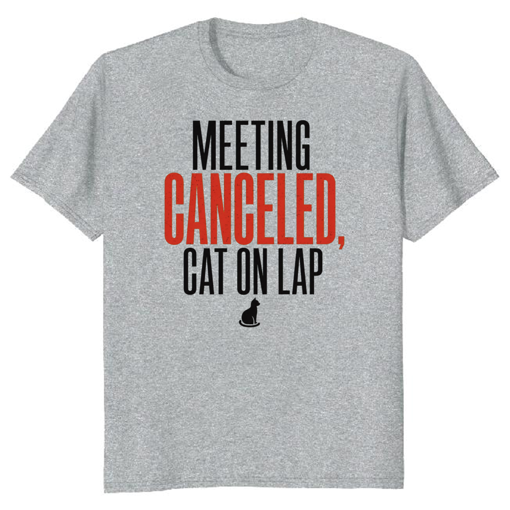Meeting Canceled, Cat on Lap T-Shirt