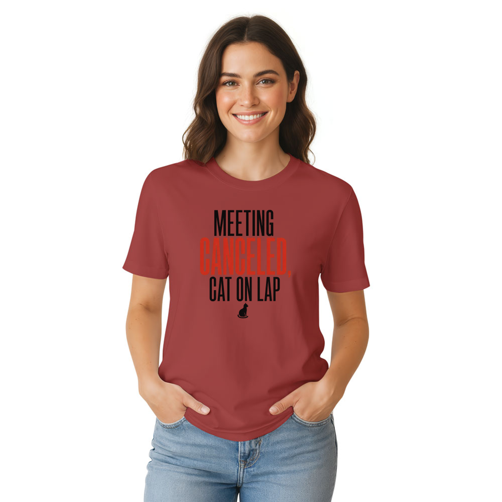 Meeting Canceled, Cat on Lap T-Shirt