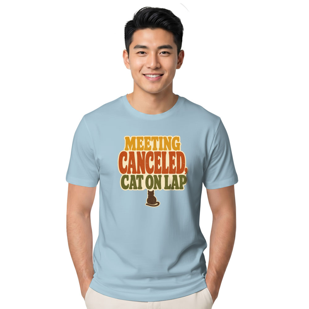 Meeting Canceled, Cat on Lap T-Shirt