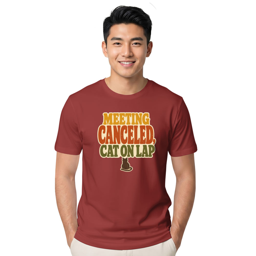 Meeting Canceled, Cat on Lap T-Shirt