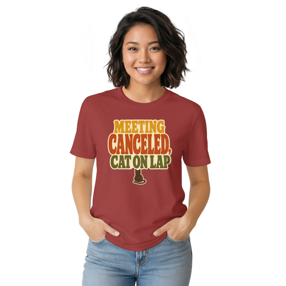 Meeting Canceled, Cat on Lap T-Shirt