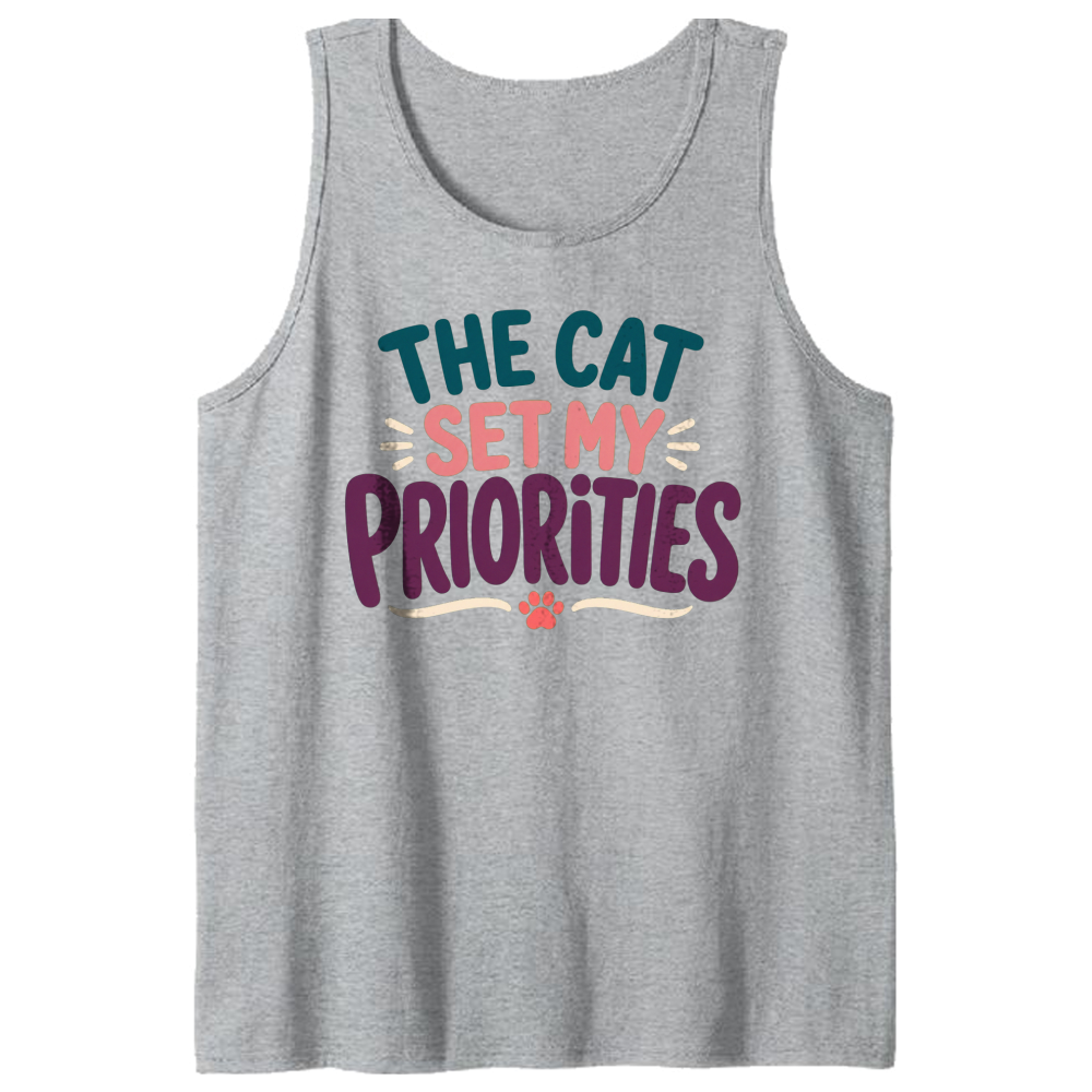 The Cat Set My Priorities Tank Top