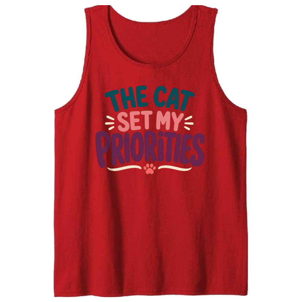 The Cat Set My Priorities Tank Top