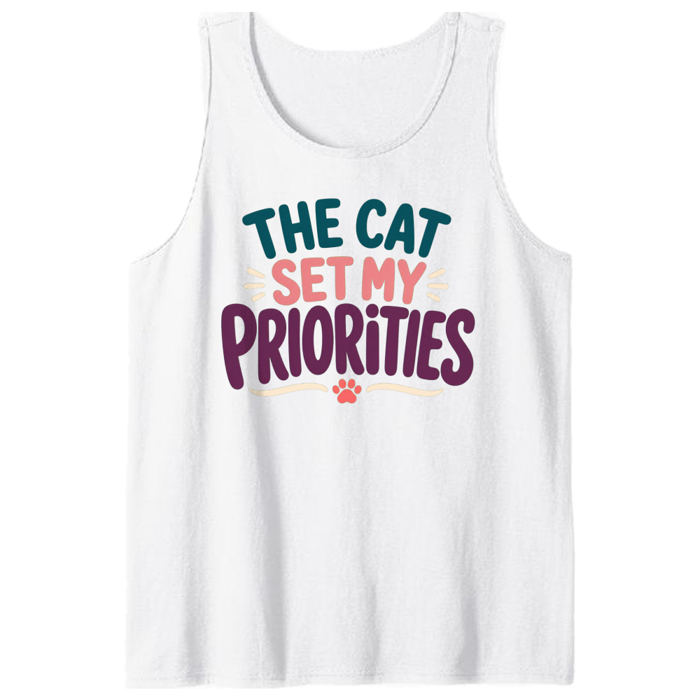 The Cat Set My Priorities Tank Top