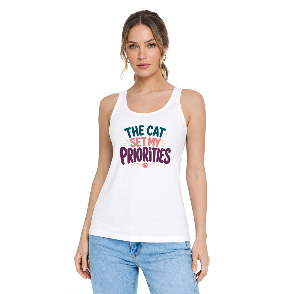The Cat Set My Priorities Tank Top