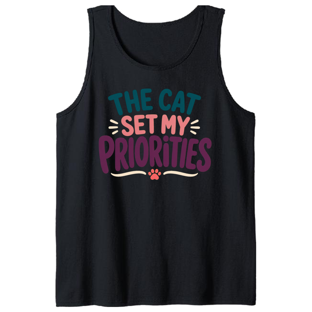 The Cat Set My Priorities Tank Top