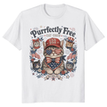 Funny Patriotic Cat in Red, White, and Blue Graphic T-Shirt
