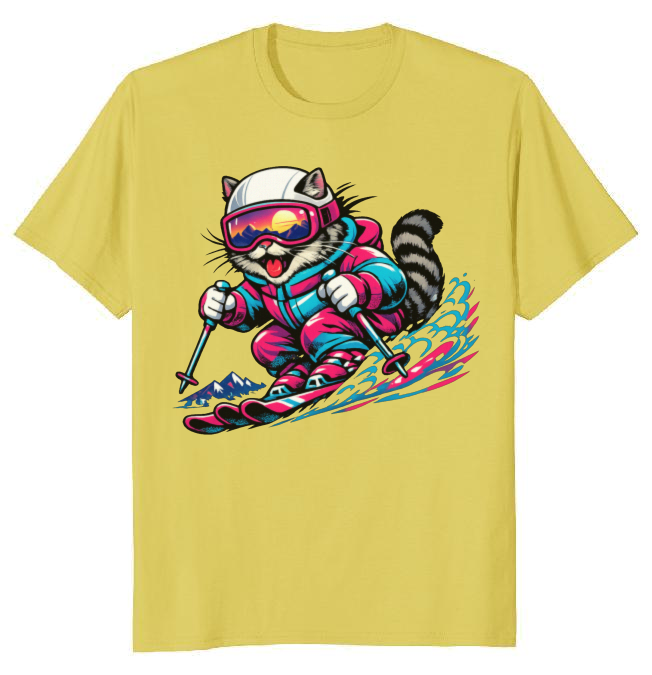 Shredzilla: Neon Meowntain Madness — Cat Ski Graphic Tee