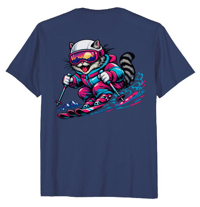 Shredzilla: Neon Meowntain Madness — Cat Ski Graphic Tee