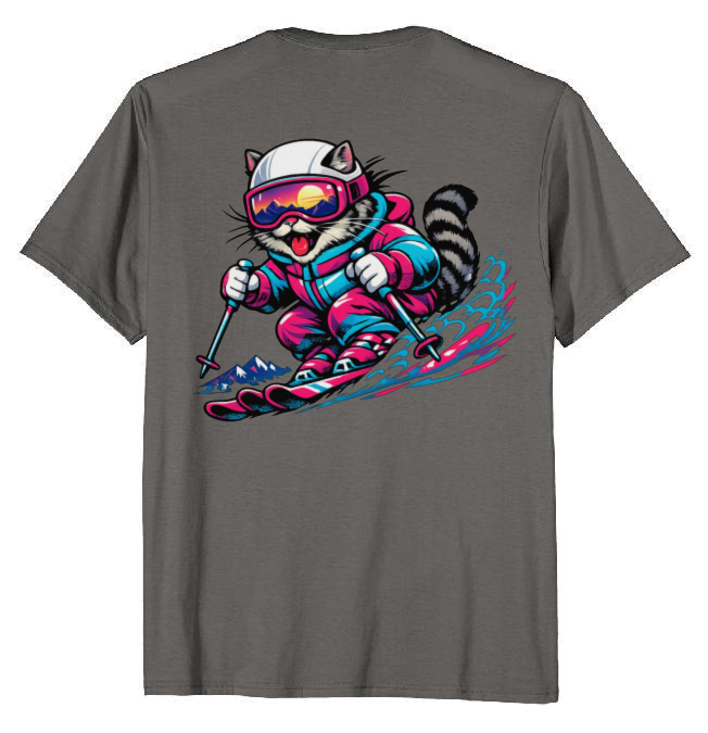 Shredzilla: Neon Meowntain Madness — Cat Ski Graphic Tee