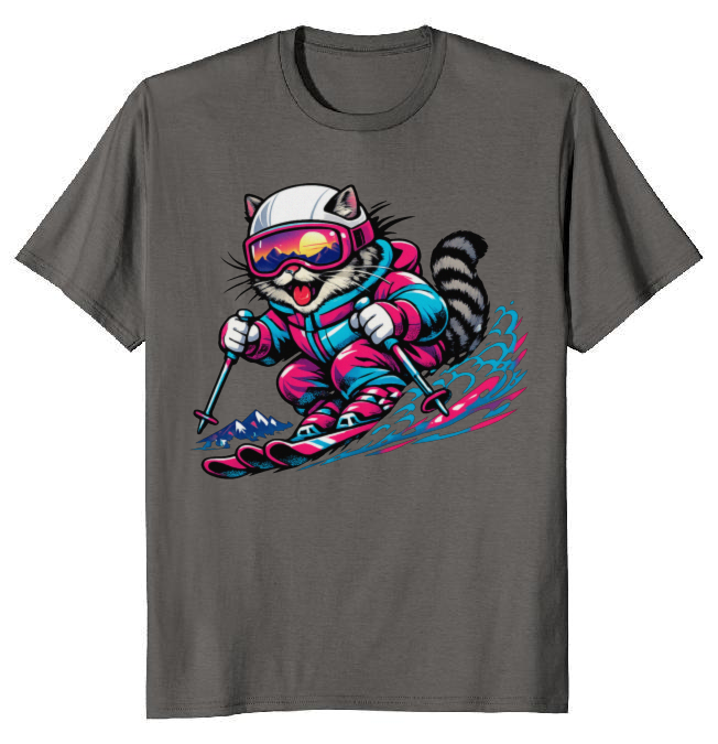 Shredzilla: Neon Meowntain Madness — Cat Ski Graphic Tee