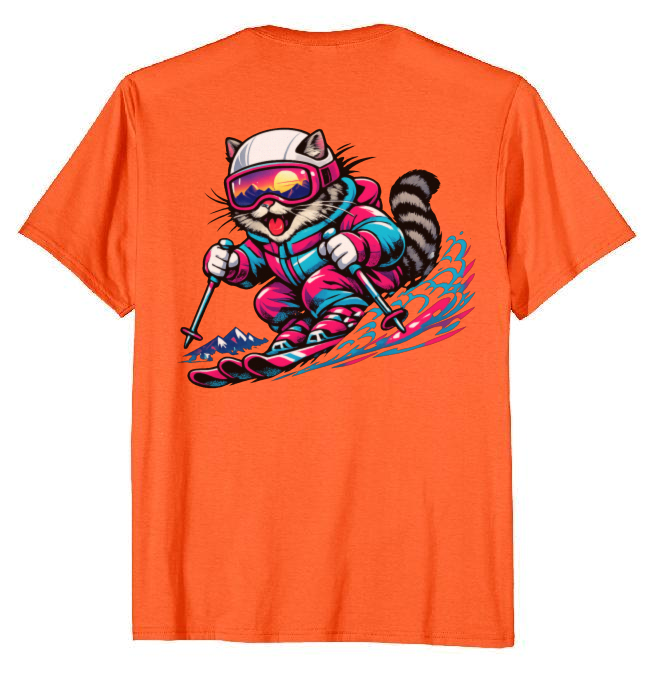 Shredzilla: Neon Meowntain Madness — Cat Ski Graphic Tee