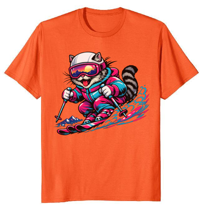 Shredzilla: Neon Meowntain Madness — Cat Ski Graphic Tee