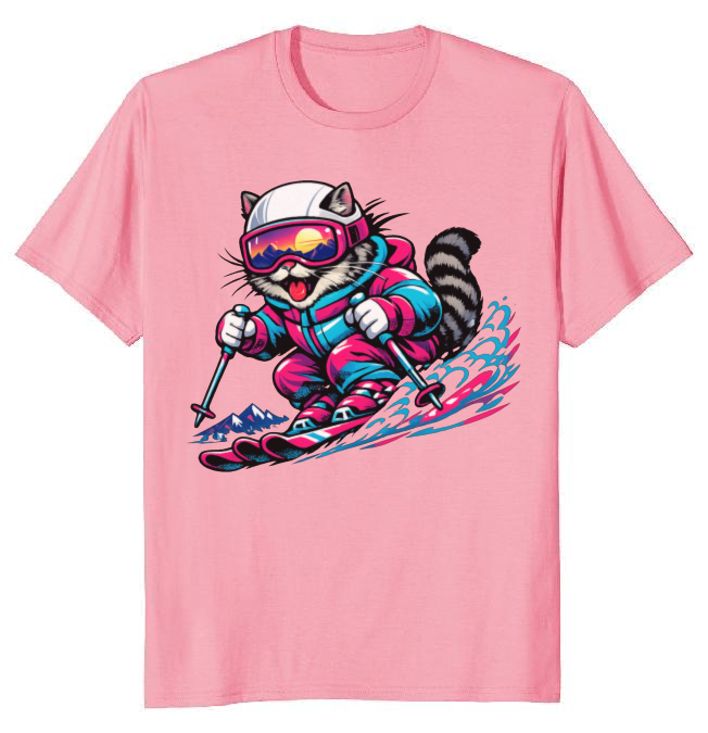 Shredzilla: Neon Meowntain Madness — Cat Ski Graphic Tee