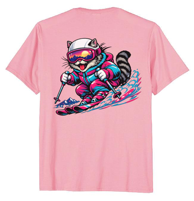 Shredzilla: Neon Meowntain Madness — Cat Ski Graphic Tee