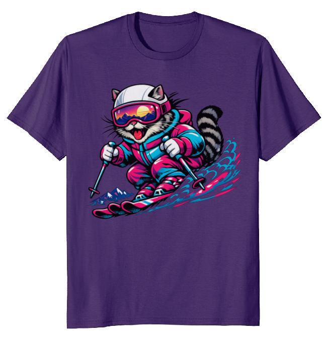 Shredzilla: Neon Meowntain Madness — Cat Ski Graphic Tee