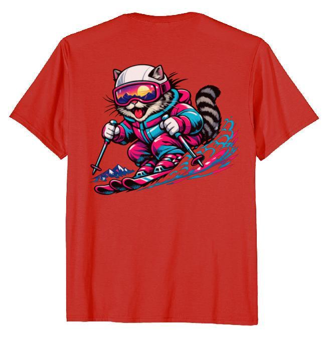 Shredzilla: Neon Meowntain Madness — Cat Ski Graphic Tee