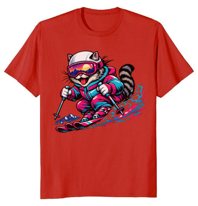Shredzilla: Neon Meowntain Madness — Cat Ski Graphic Tee