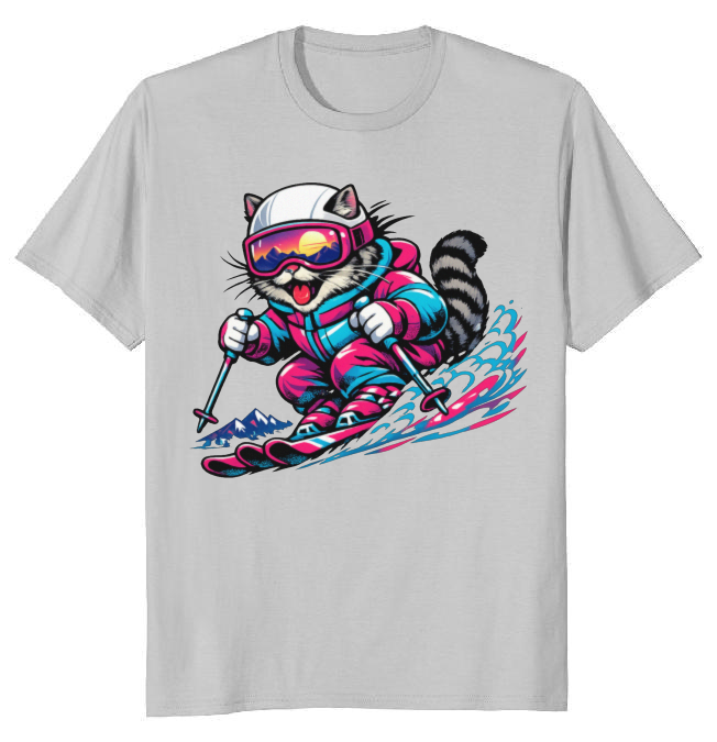 Shredzilla: Neon Meowntain Madness — Cat Ski Graphic Tee