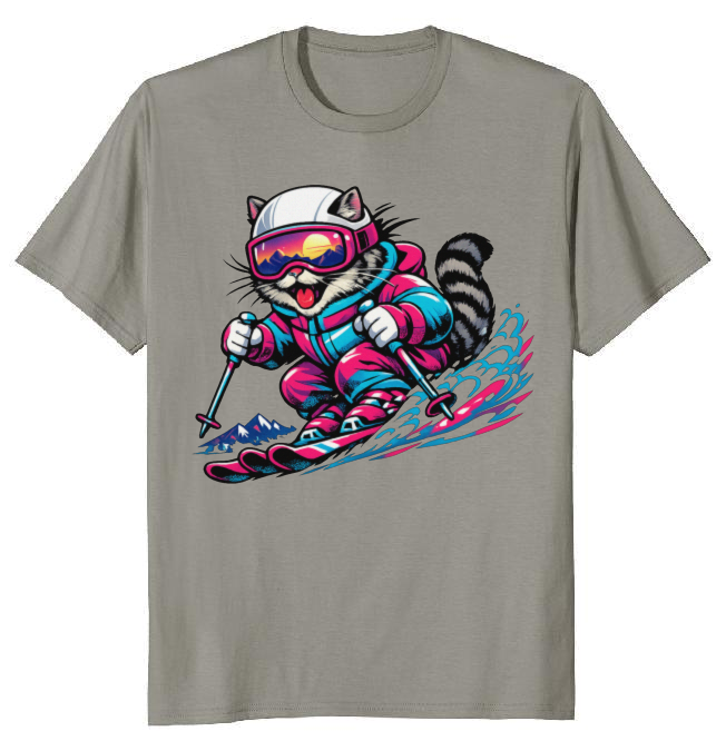 Shredzilla: Neon Meowntain Madness — Cat Ski Graphic Tee