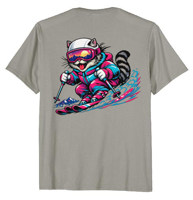 Shredzilla: Neon Meowntain Madness — Cat Ski Graphic Tee