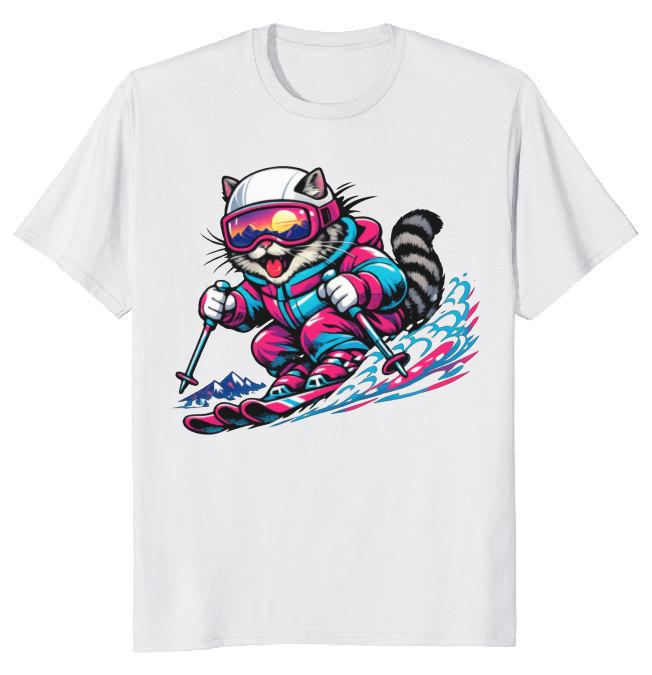 Shredzilla: Neon Meowntain Madness — Cat Ski Graphic Tee