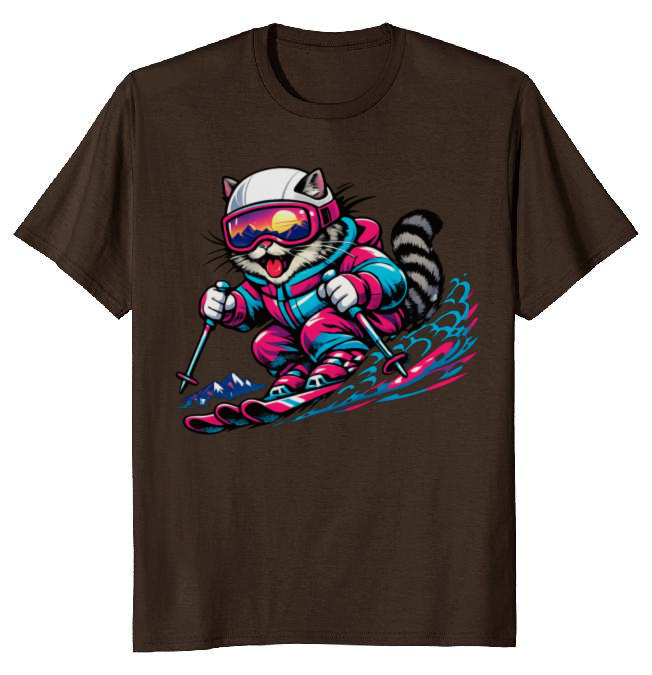 Shredzilla: Neon Meowntain Madness — Cat Ski Graphic Tee