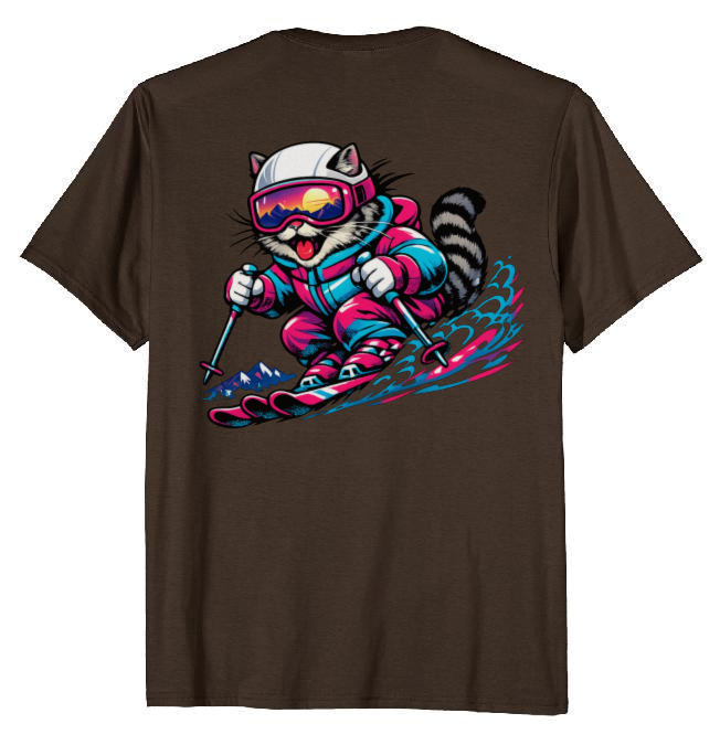 Shredzilla: Neon Meowntain Madness — Cat Ski Graphic Tee