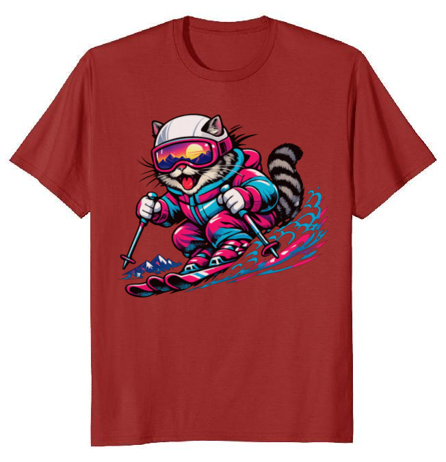 Shredzilla: Neon Meowntain Madness — Cat Ski Graphic Tee