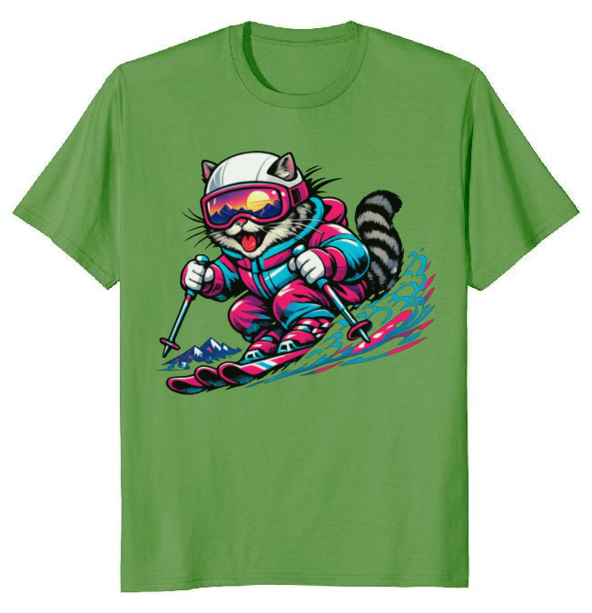 Shredzilla: Neon Meowntain Madness — Cat Ski Graphic Tee